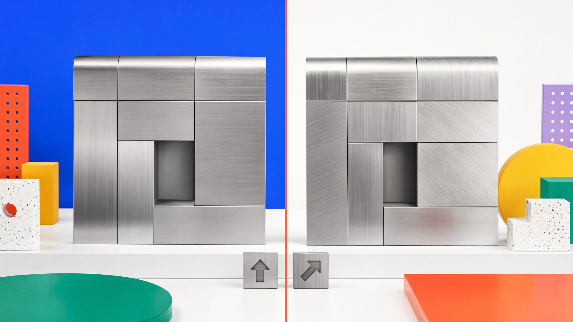 Representative comparison of aligned and inconsistent grain direction across a multi-panel elevation