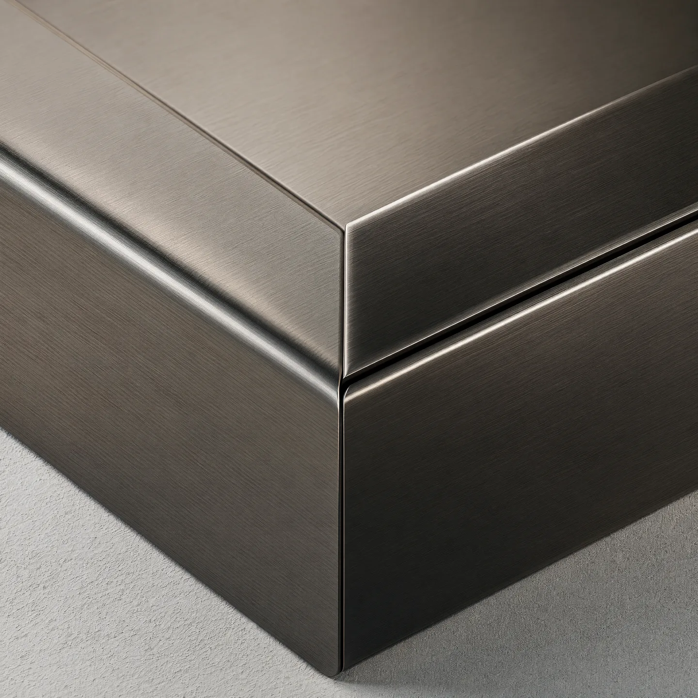 Representative brushed stainless folded return close-up