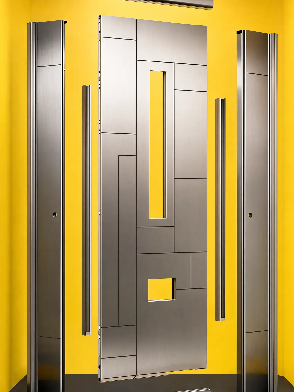 Representative unbranded lift interior and landing-door decorative panel package