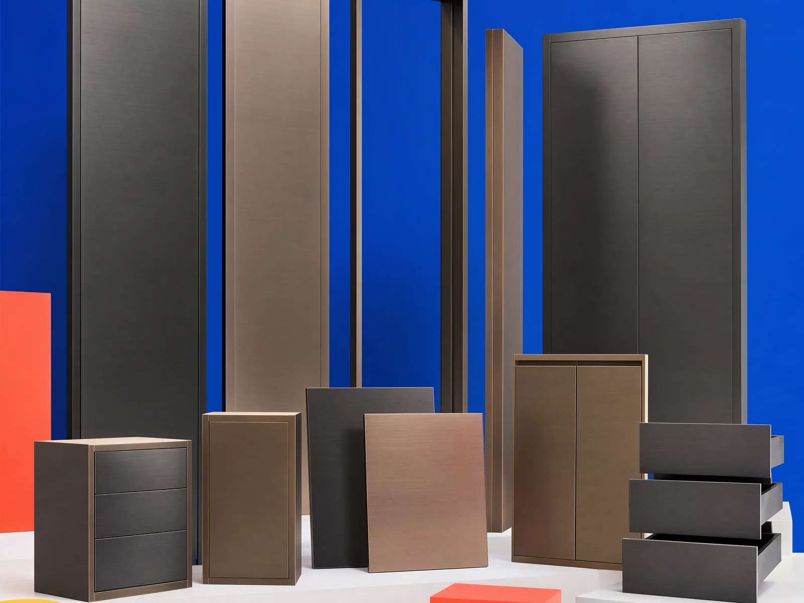 Representative matched door skins, cabinet fronts, wardrobe fronts and drawer faces