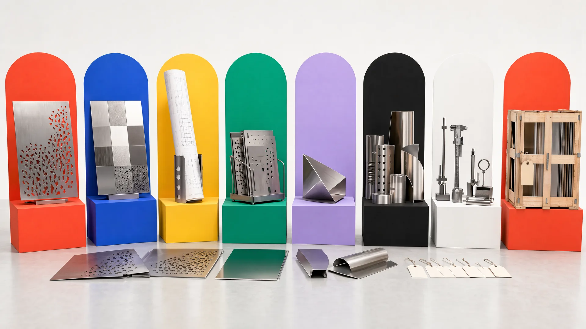 Representative anatomy of a decorative stainless package with samples, drawings, first article, batch parts and packing